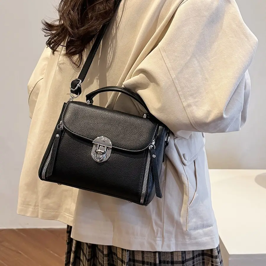 Brown Leather Crossbody Bag for Women with Logo - Image 6