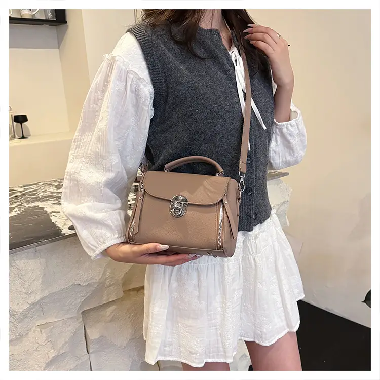 Brown Leather Crossbody Bag for Women with Logo — feature 17