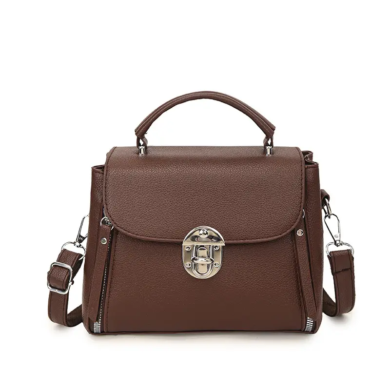 Brown Leather Crossbody Bag for Women with Logo - Image 4