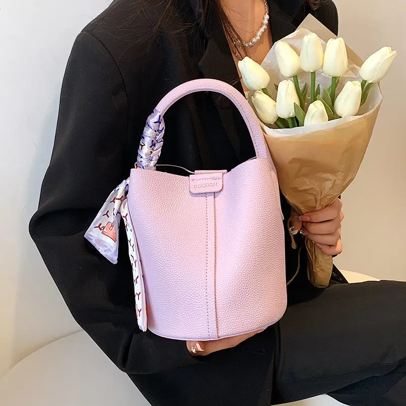 Pink Leather Crossbody Bag with Logo Work - Image 8
