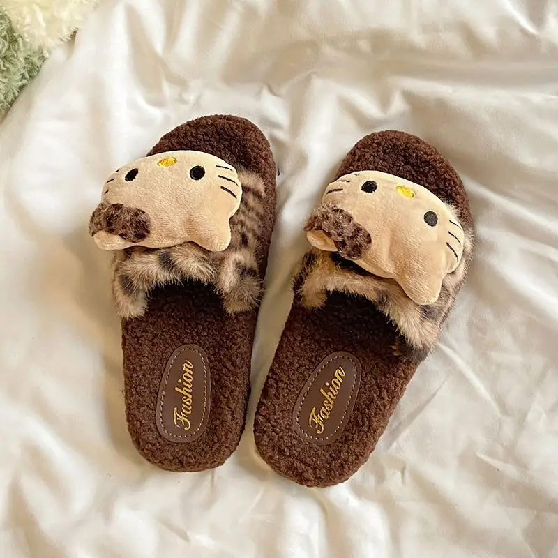 Popular Cute Kitten Slippers, Fashionable Cartoon Internet Celebrity Furry Slippers, Fashionable New Warm Cotton Slippers for Going Out