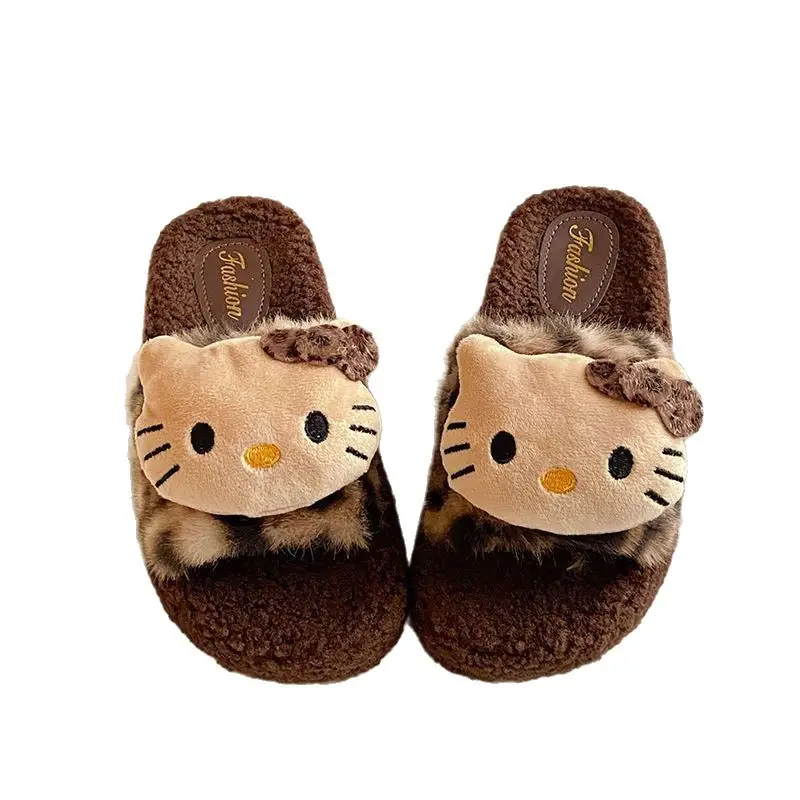 Popular Cute Kitten Slippers, Fashionable Cartoon Internet Celebrity Furry Slippers, Fashionable New Warm Cotton Slippers for Going Out