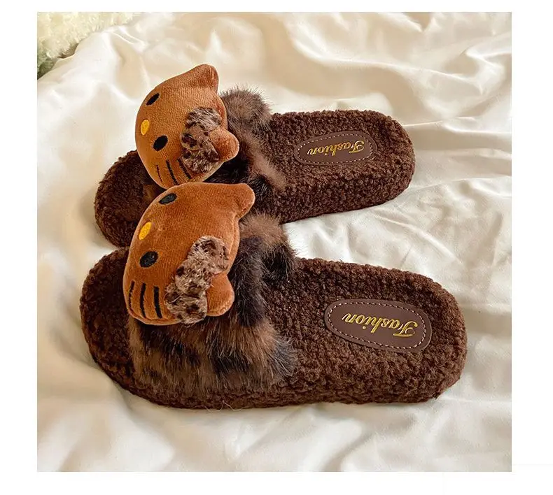 Popular Cute Kitten Slippers, Fashionable Cartoon Internet Celebrity Furry Slippers, Fashionable New Warm Cotton Slippers for Going Out — feature 11