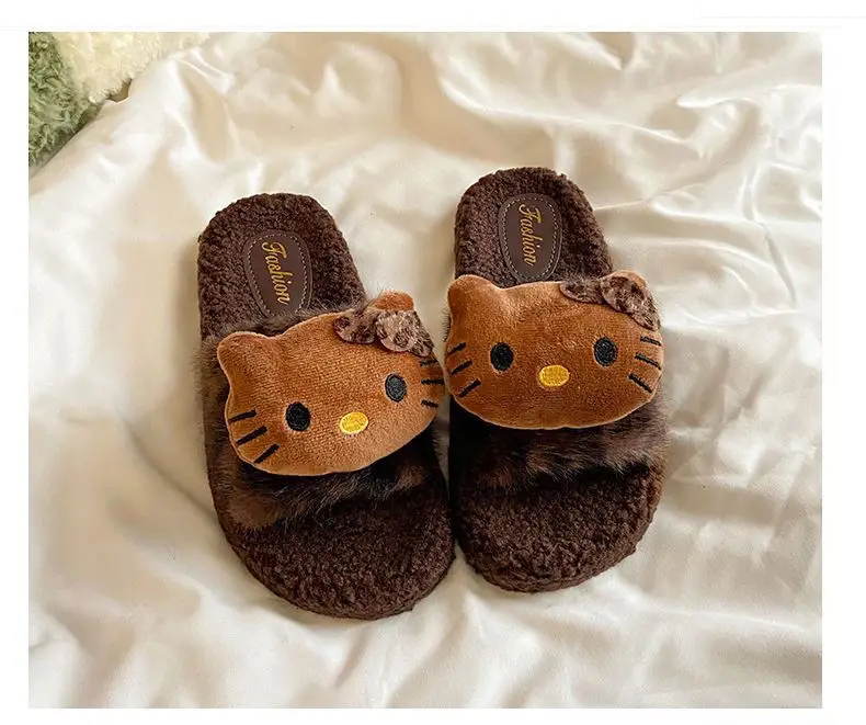Popular Cute Kitten Slippers, Fashionable Cartoon Internet Celebrity Furry Slippers, Fashionable New Warm Cotton Slippers for Going Out — feature 7