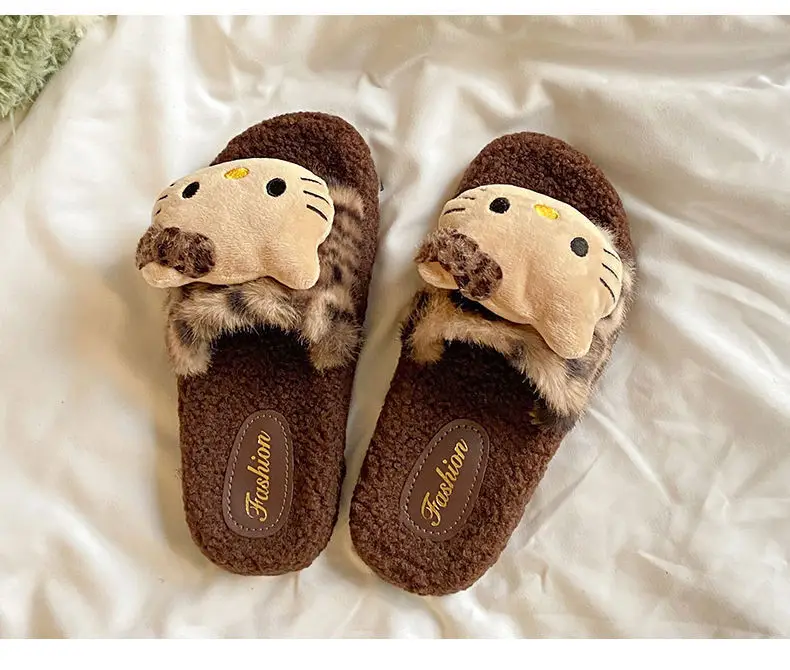 Popular Cute Kitten Slippers, Fashionable Cartoon Internet Celebrity Furry Slippers, Fashionable New Warm Cotton Slippers for Going Out — feature 9