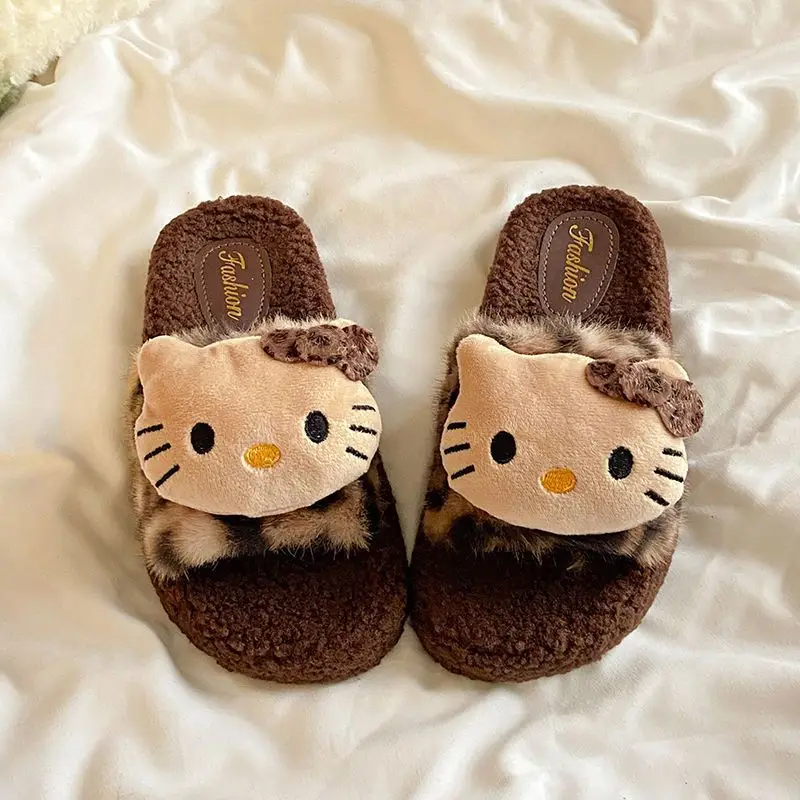 Popular Cute Kitten Slippers, Fashionable Cartoon Internet Celebrity Furry Slippers, Fashionable New Warm Cotton Slippers for Going Out