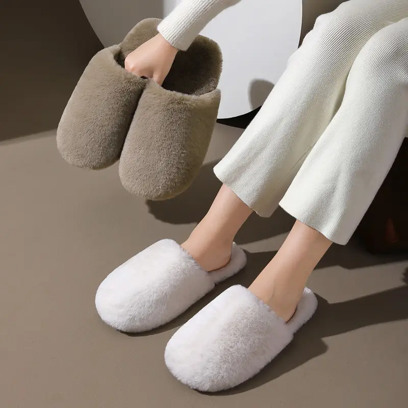 Home Furry Slippers for Women, Winter Plush Warm Non-Slip Slippers, Men's Indoor Household Cotton Slippers, Wholesale for Men - Image 6
