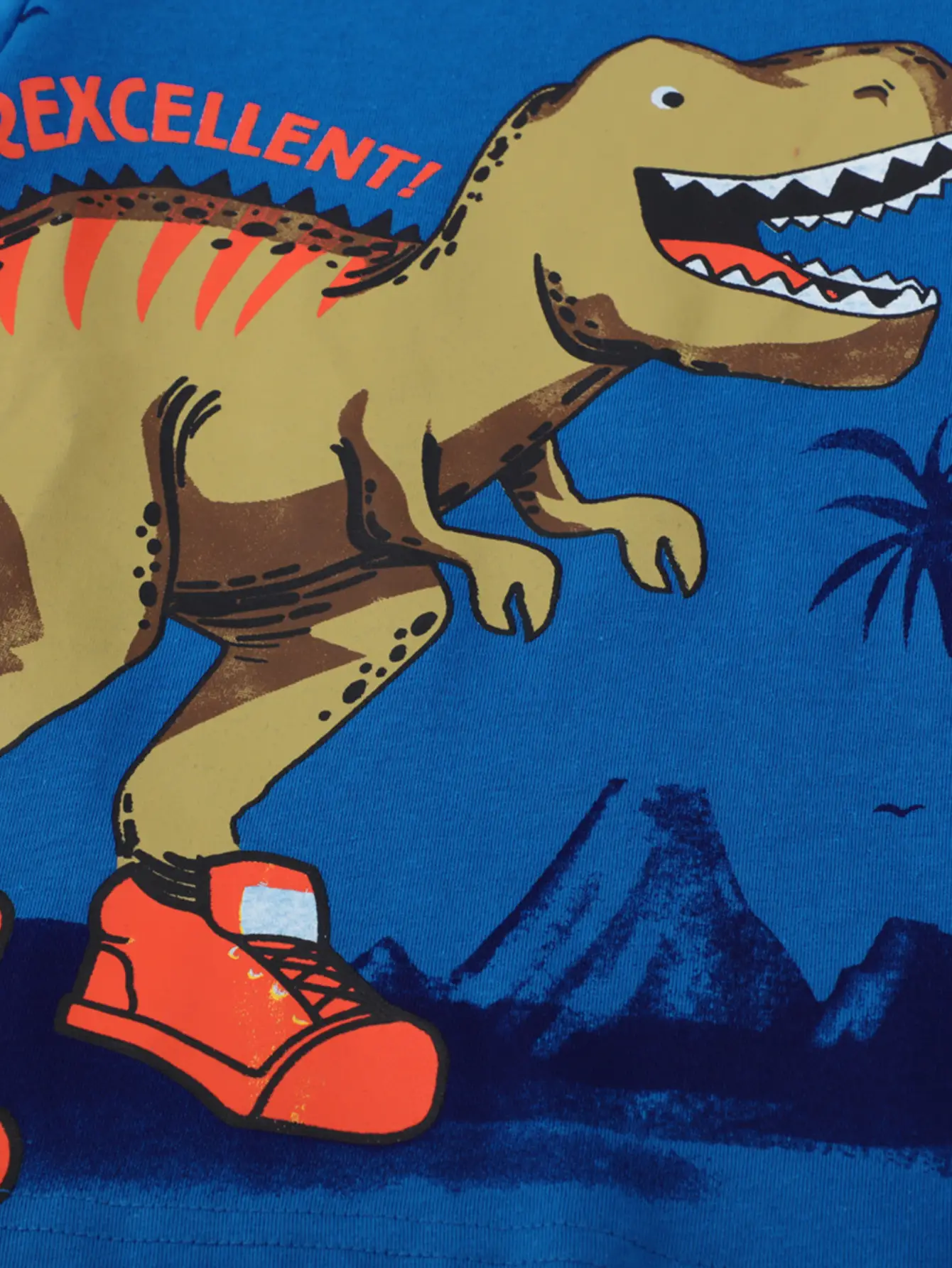 Blue Dinosaur Printed Kids Sweatshirt Long Sleeve Round Neck - Image 5