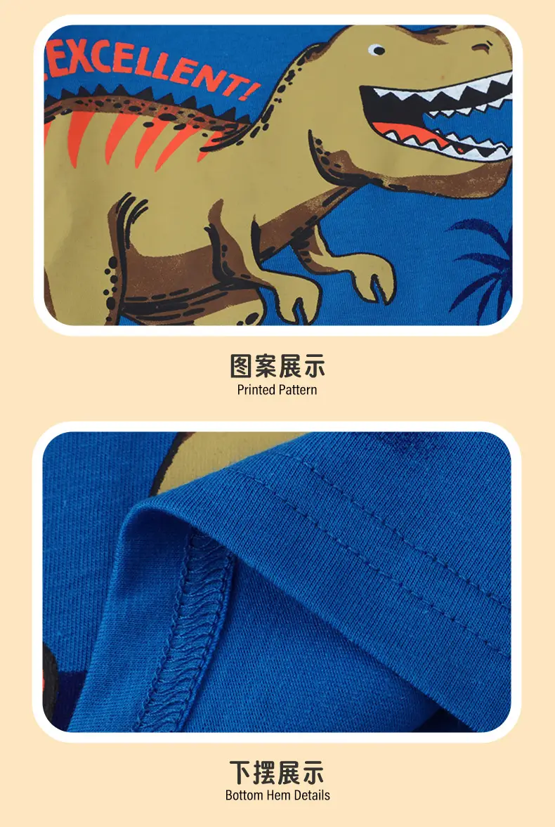 Blue Dinosaur Printed Kids Sweatshirt Long Sleeve Round Neck — feature 10