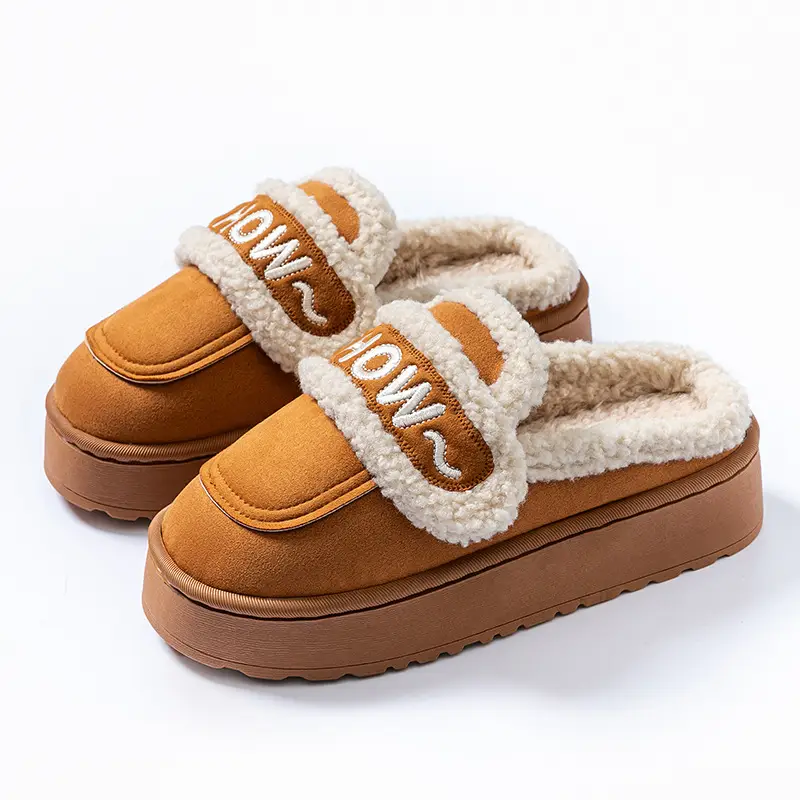 2025 New Winter Women's Birkenstock Shoes for Outer Wear Thick-Soled Heightening Fleece-Lined Warm Fashionable Plush Slip-On Cotton Shoes - Image 13