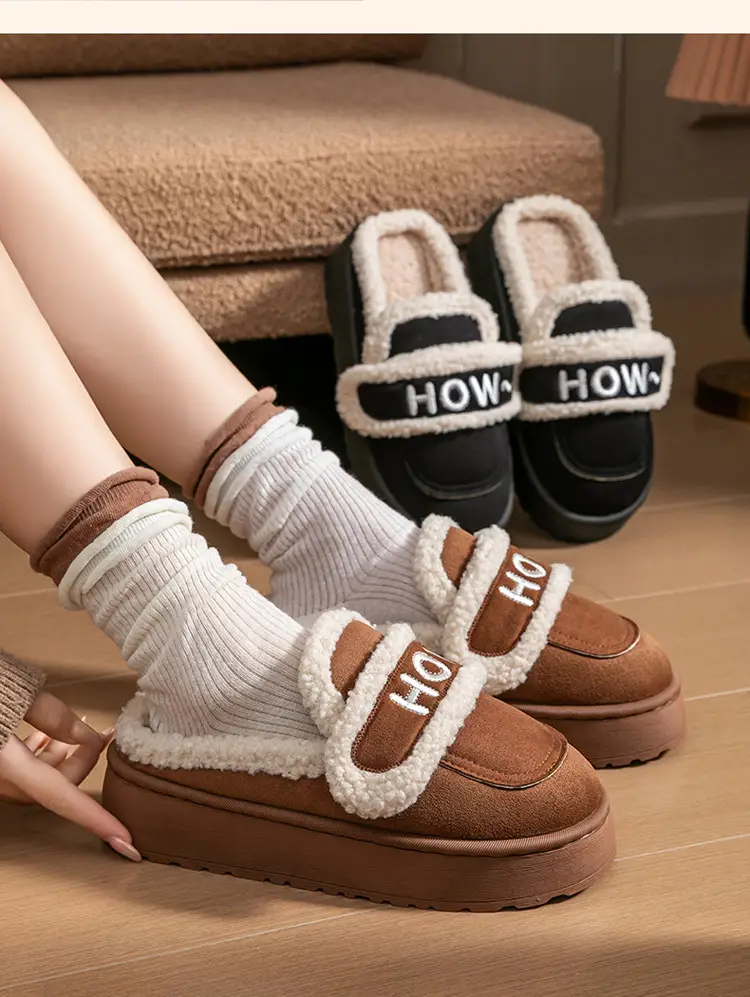 2025 New Winter Women's Birkenstock Shoes for Outer Wear Thick-Soled Heightening Fleece-Lined Warm Fashionable Plush Slip-On Cotton Shoes — feature 16