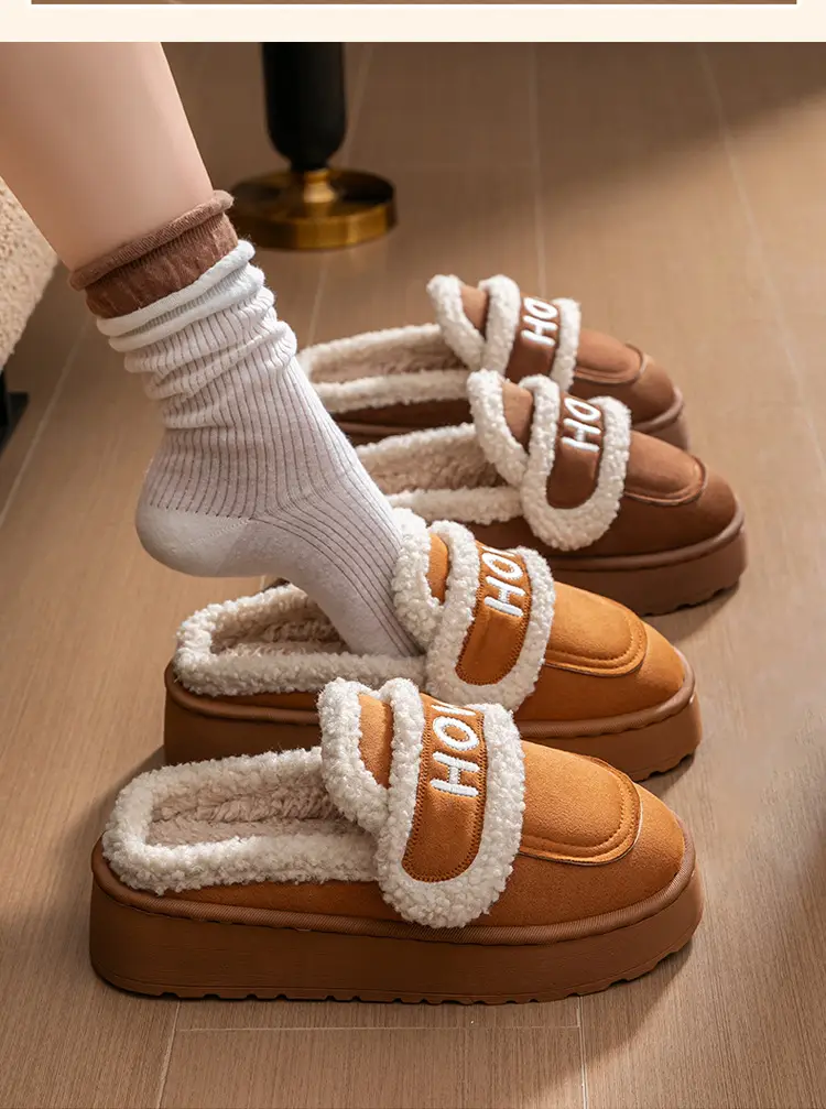 2025 New Winter Women's Birkenstock Shoes for Outer Wear Thick-Soled Heightening Fleece-Lined Warm Fashionable Plush Slip-On Cotton Shoes — feature 18