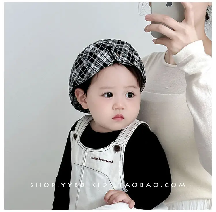 British Plaid Sunshade Hat for Kids Autumn Winter Windproof — feature 1