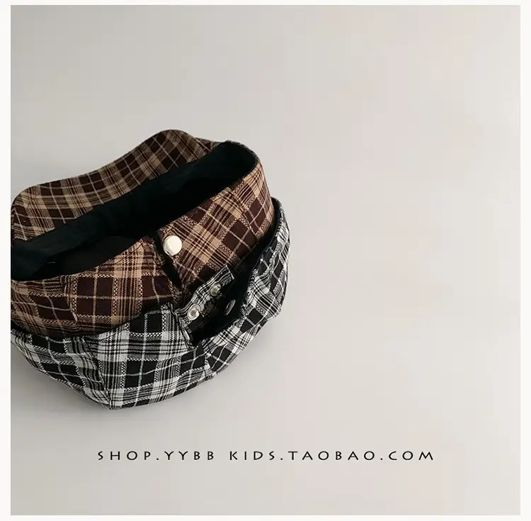 British Plaid Sunshade Hat for Kids Autumn Winter Windproof — feature 10