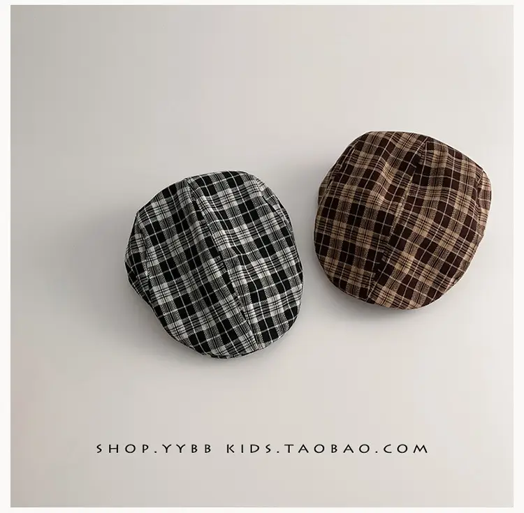British Plaid Sunshade Hat for Kids Autumn Winter Windproof — feature 12