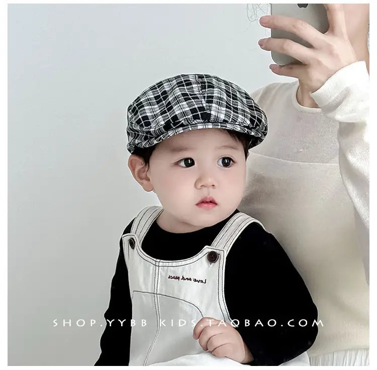 British Plaid Sunshade Hat for Kids Autumn Winter Windproof — feature 2