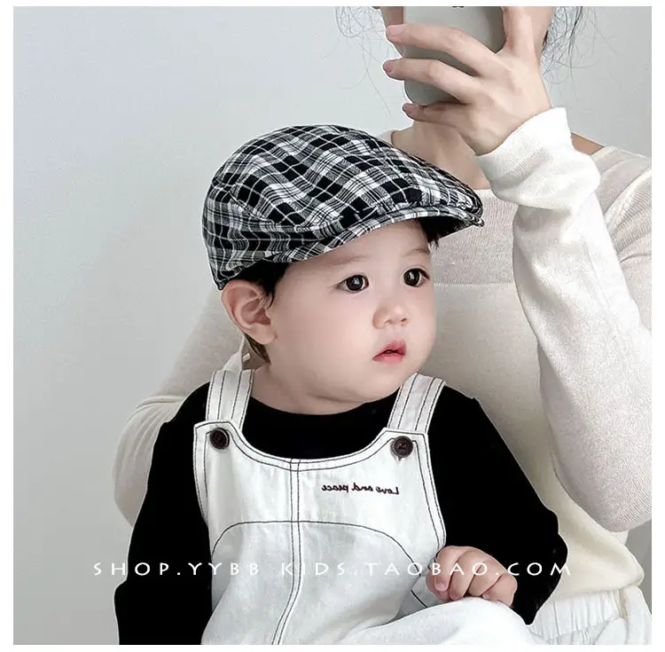 British Plaid Sunshade Hat for Kids Autumn Winter Windproof — feature 3