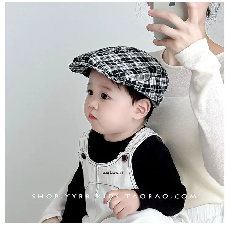 British Plaid Sunshade Hat for Kids Autumn Winter Windproof — feature 4