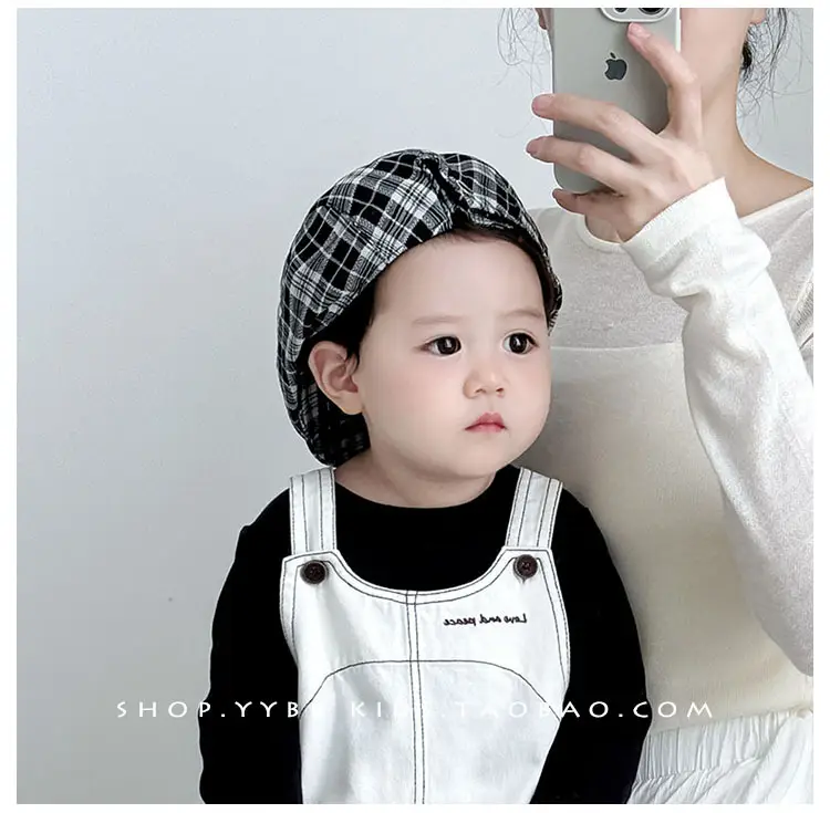 British Plaid Sunshade Hat for Kids Autumn Winter Windproof — feature 5