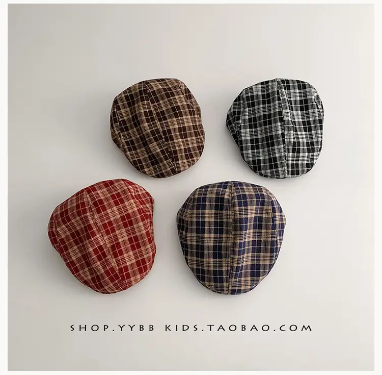 British Plaid Sunshade Hat for Kids Autumn Winter Windproof — feature 6