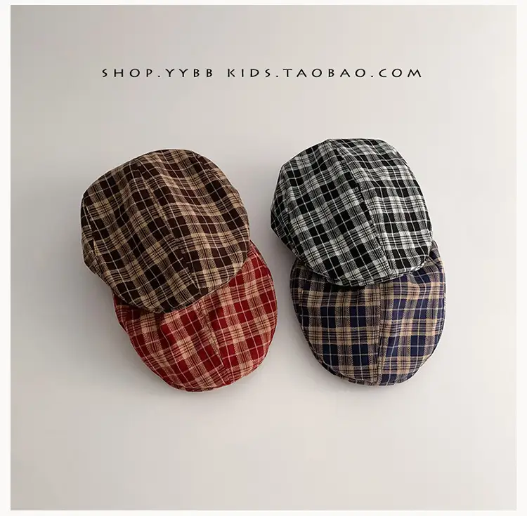 British Plaid Sunshade Hat for Kids Autumn Winter Windproof — feature 7