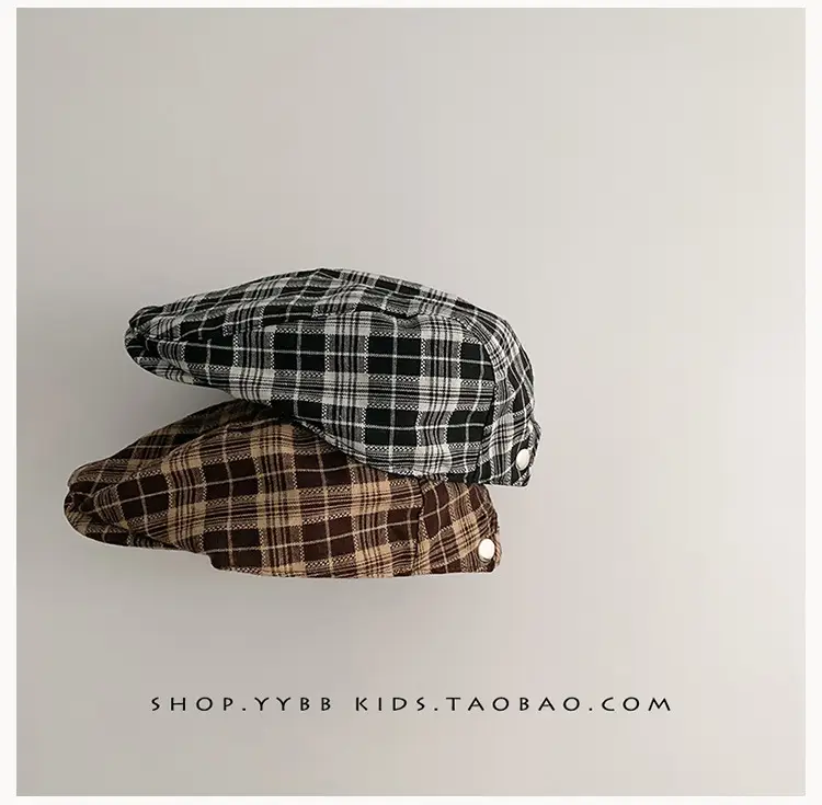 British Plaid Sunshade Hat for Kids Autumn Winter Windproof — feature 9