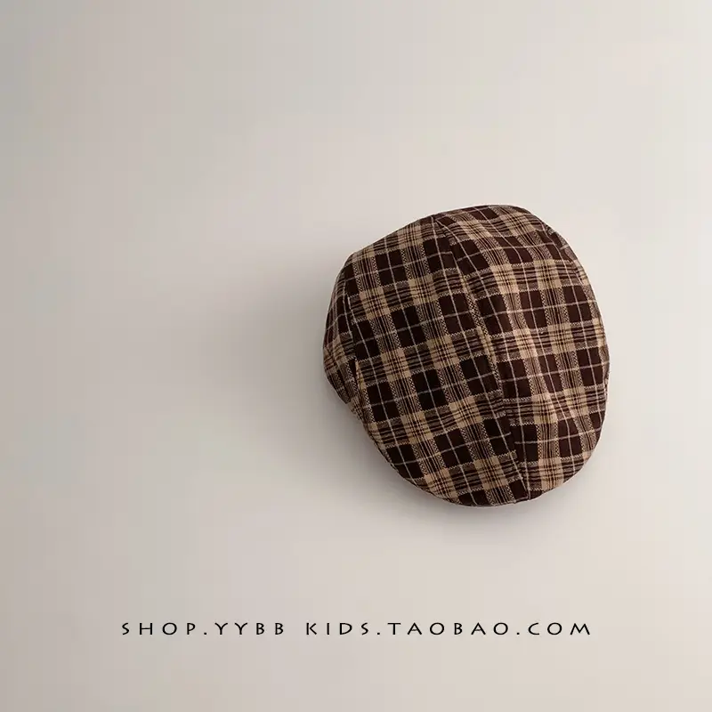 British Plaid Sunshade Hat for Kids Autumn Winter Windproof - Image 2