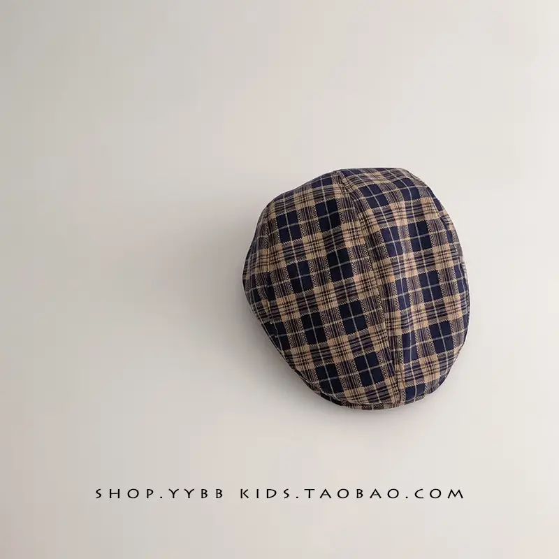 British Plaid Sunshade Hat for Kids Autumn Winter Windproof - Image 3