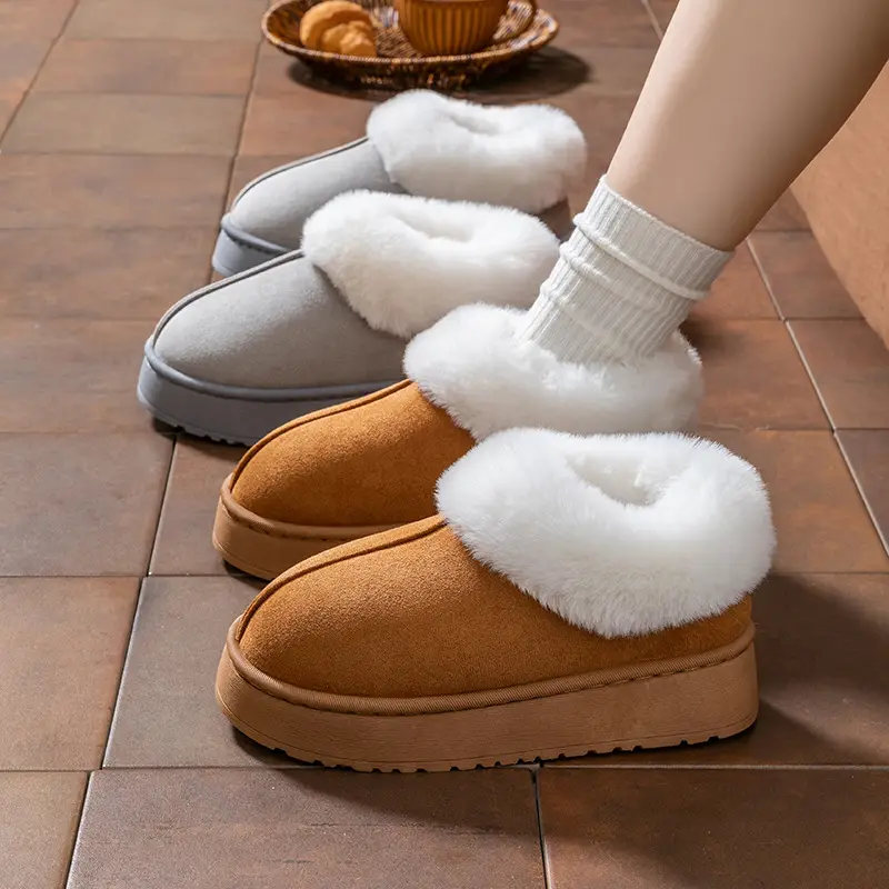 Women's Winter Thick-Soled Cotton Slippers with Heel, Thickeneded Velvet, Non-Slip, Warm Outer Wear, Fashionable and Versatile High-Top Snow Boots - Image 7