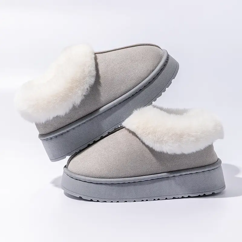 Women's Winter Thick-Soled Cotton Slippers with Heel, Thickeneded Velvet, Non-Slip, Warm Outer Wear, Fashionable and Versatile High-Top Snow Boots - Image 10
