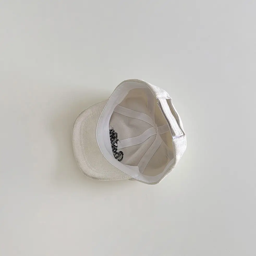 Beige Embroidered Baby Cap Winter Use
