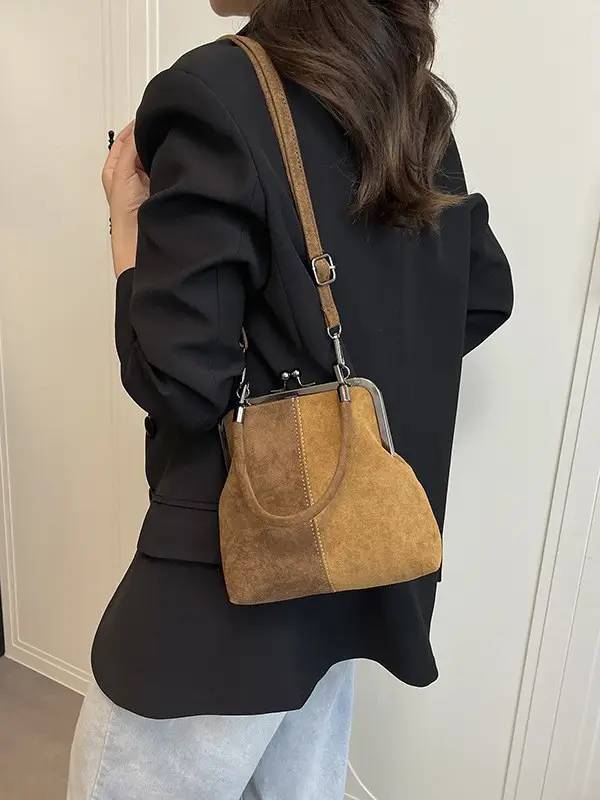 Retro Clip-On Phone Bag Women Brown Leather Commuter Shoulder Crossbody - Image 5
