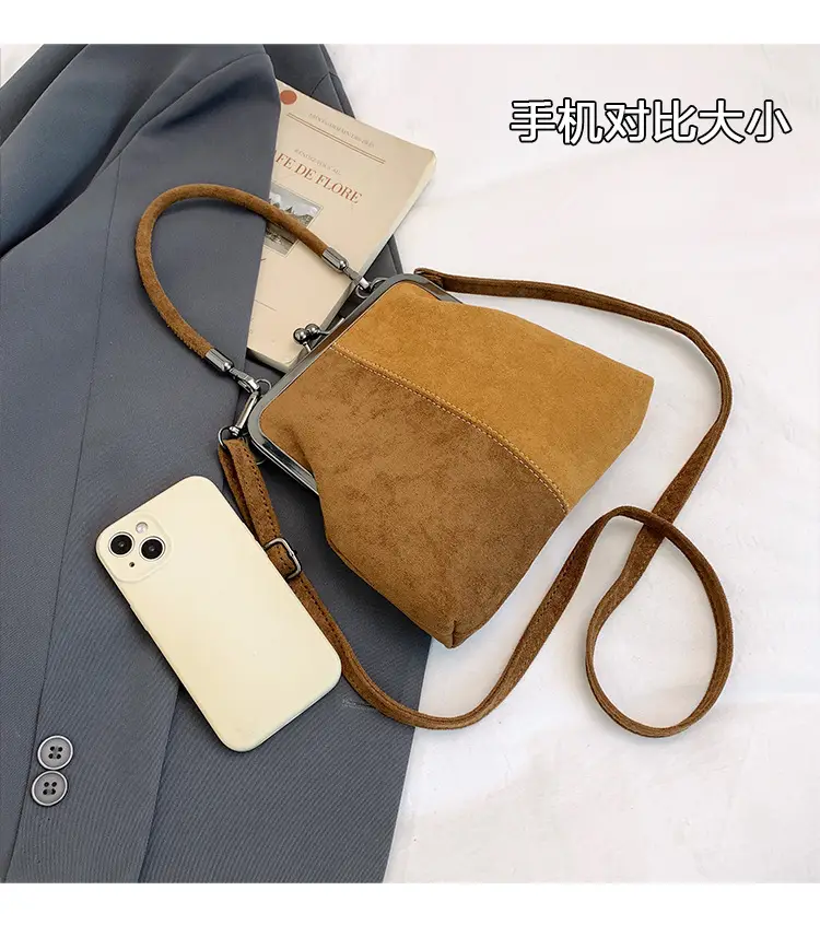 Retro Clip-On Phone Bag Women Brown Leather Commuter Shoulder Crossbody — feature 5