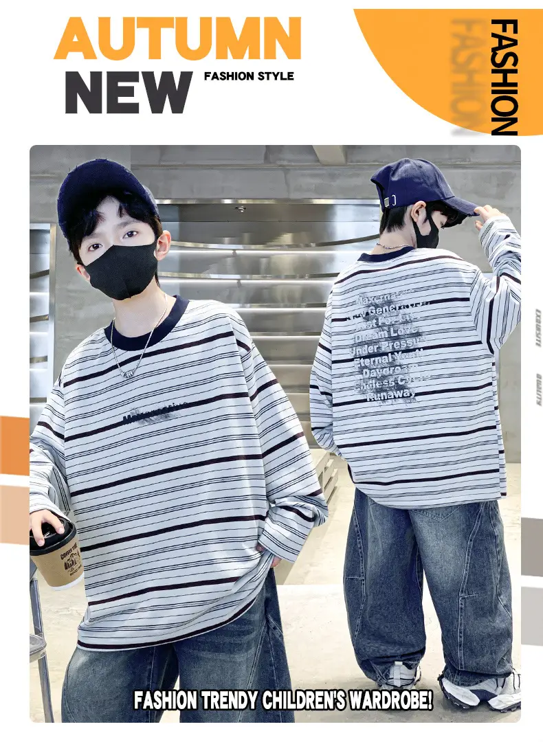Boys Long Striped T-Shirt Spring Autumn 2025 — feature 2