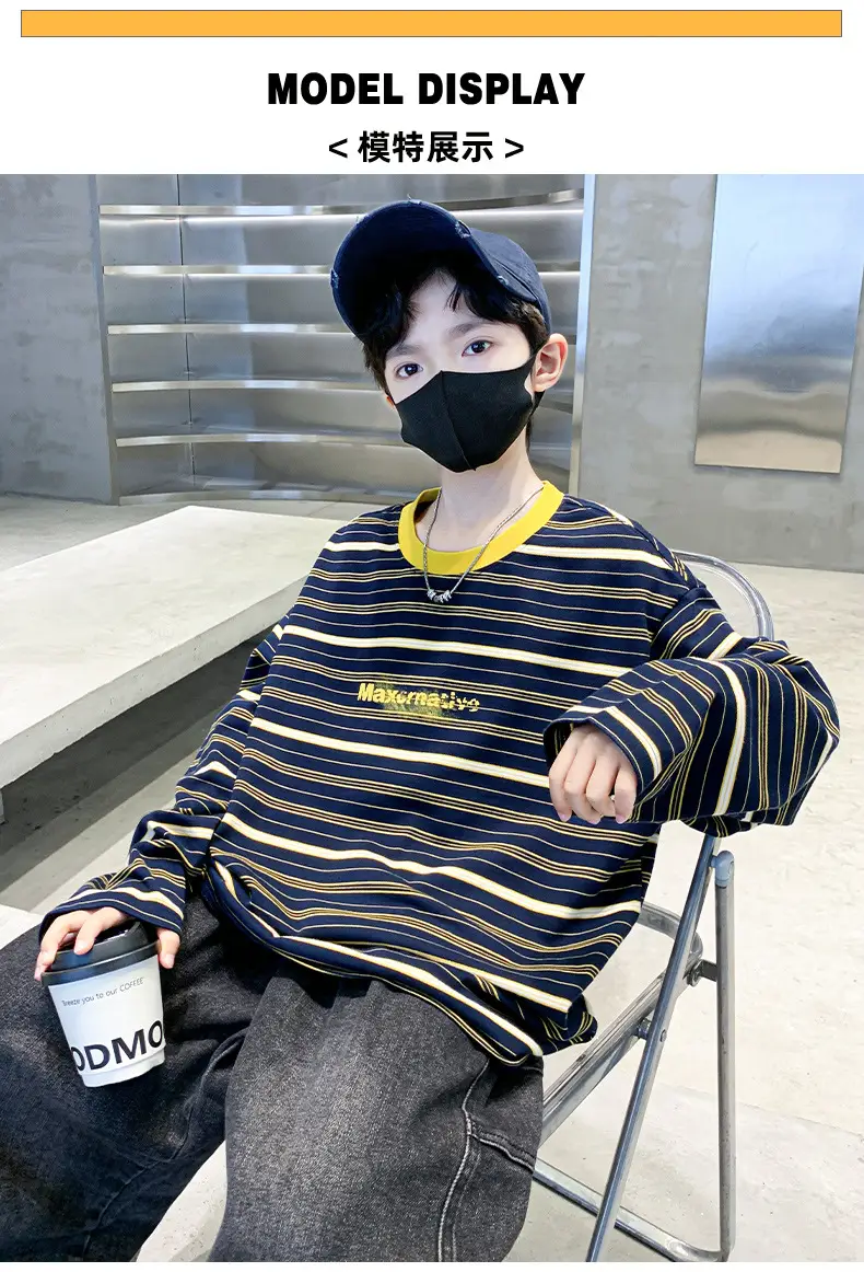 Boys Long Striped T-Shirt Spring Autumn 2025 — feature 4