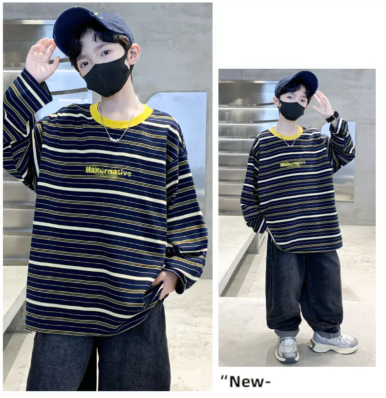 Boys Long Striped T-Shirt Spring Autumn 2025 — feature 7