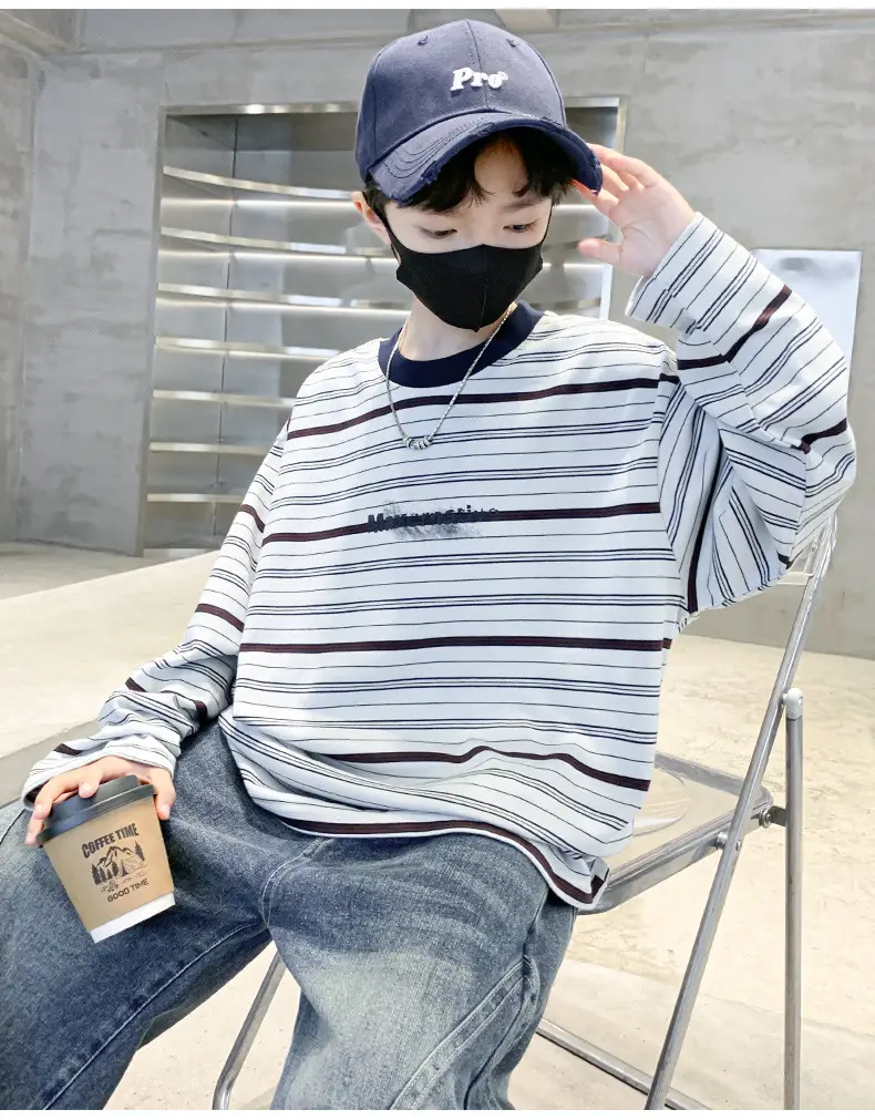 Boys Long Striped T-Shirt Spring Autumn 2025 — feature 8