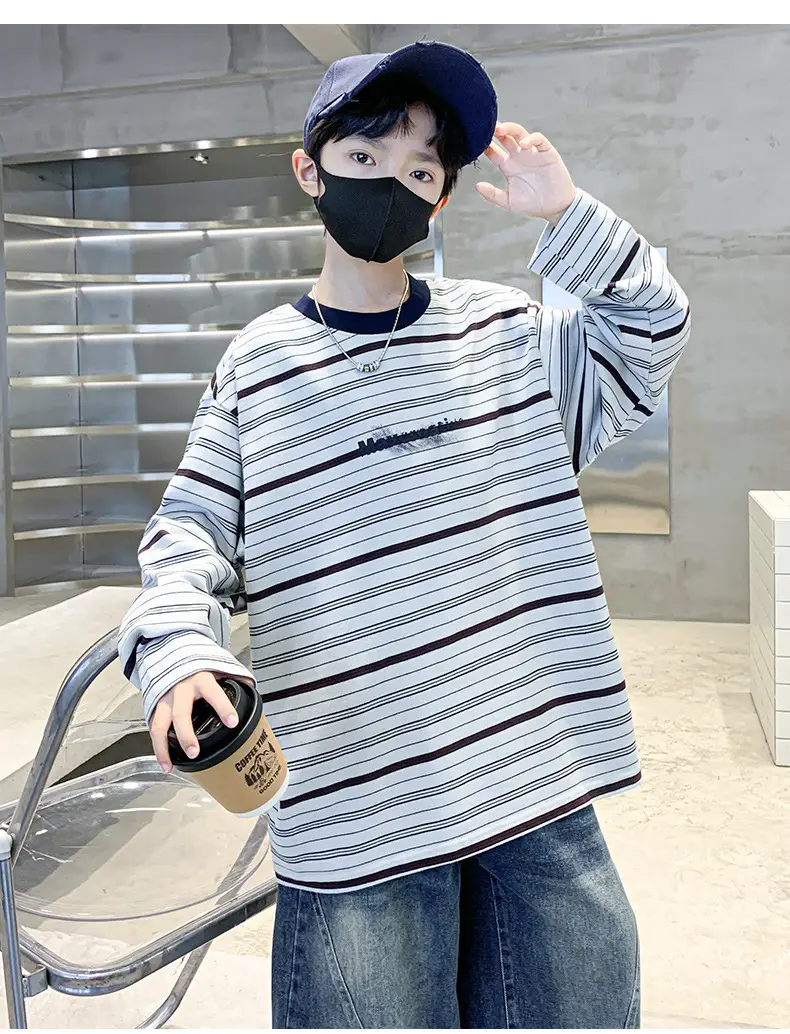 Boys Long Striped T-Shirt Spring Autumn 2025 — feature 9