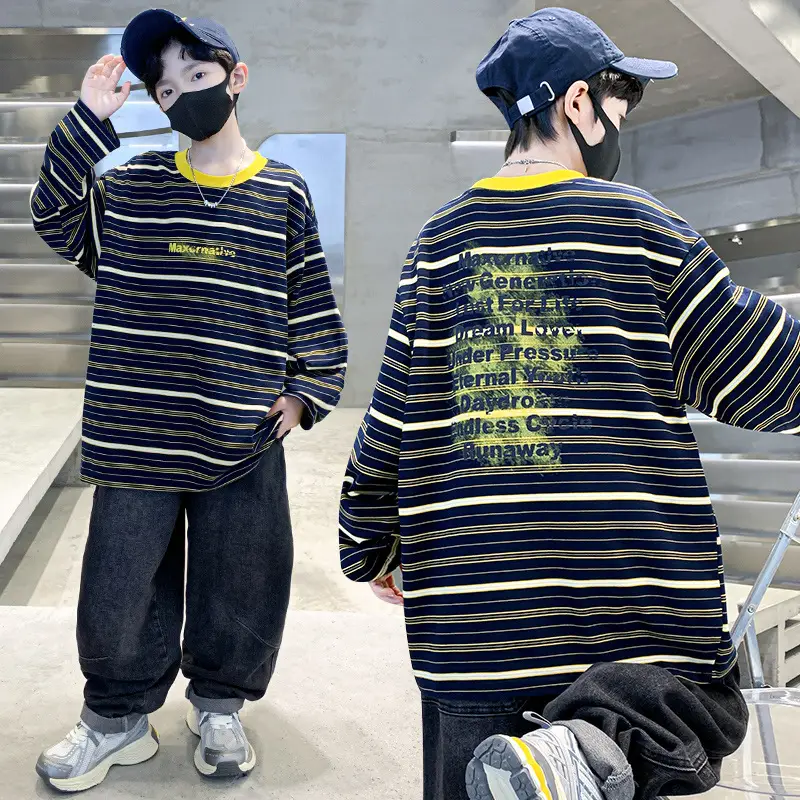 Boys Long Striped T-Shirt Spring Autumn 2025 - Image 2