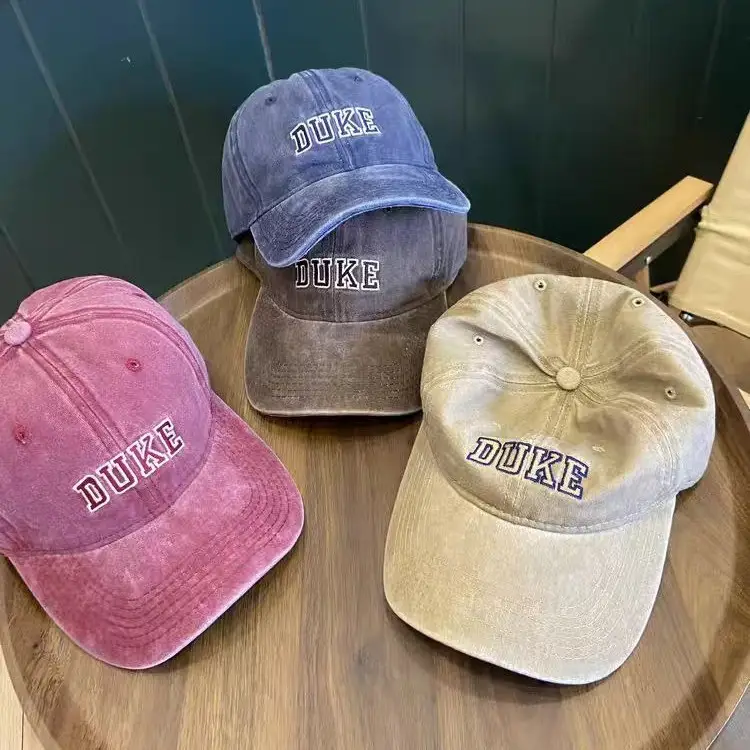 Washed Cotton Embroidered Duck Cap for Men Women Spring Summer Vintage Distressed - Image 8