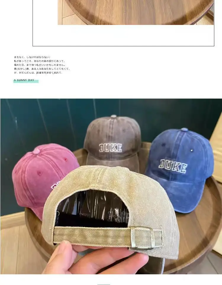 Washed Cotton Embroidered Duck Cap for Men Women Spring Summer Vintage Distressed — feature 10