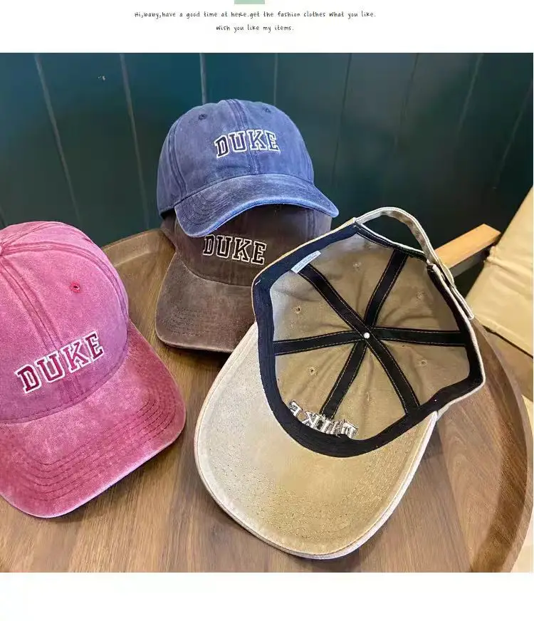 Washed Cotton Embroidered Duck Cap for Men Women Spring Summer Vintage Distressed — feature 11