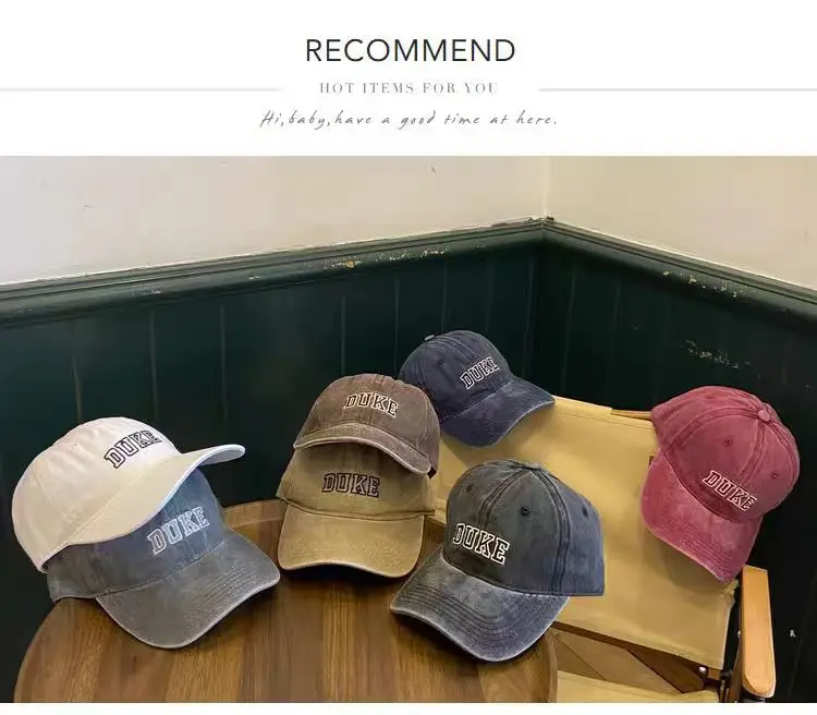Washed Cotton Embroidered Duck Cap for Men Women Spring Summer Vintage Distressed — feature 2