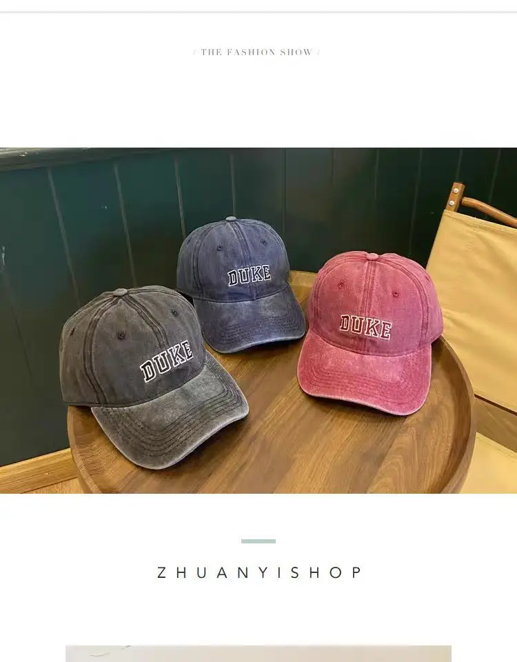 Washed Cotton Embroidered Duck Cap for Men Women Spring Summer Vintage Distressed — feature 3