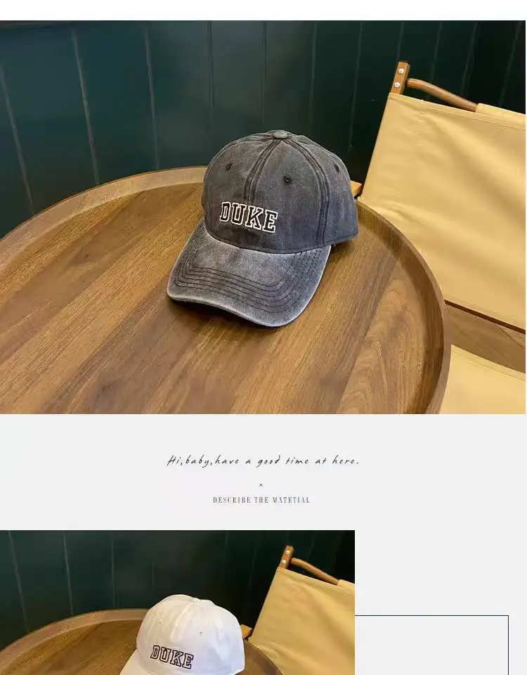 Washed Cotton Embroidered Duck Cap for Men Women Spring Summer Vintage Distressed — feature 8