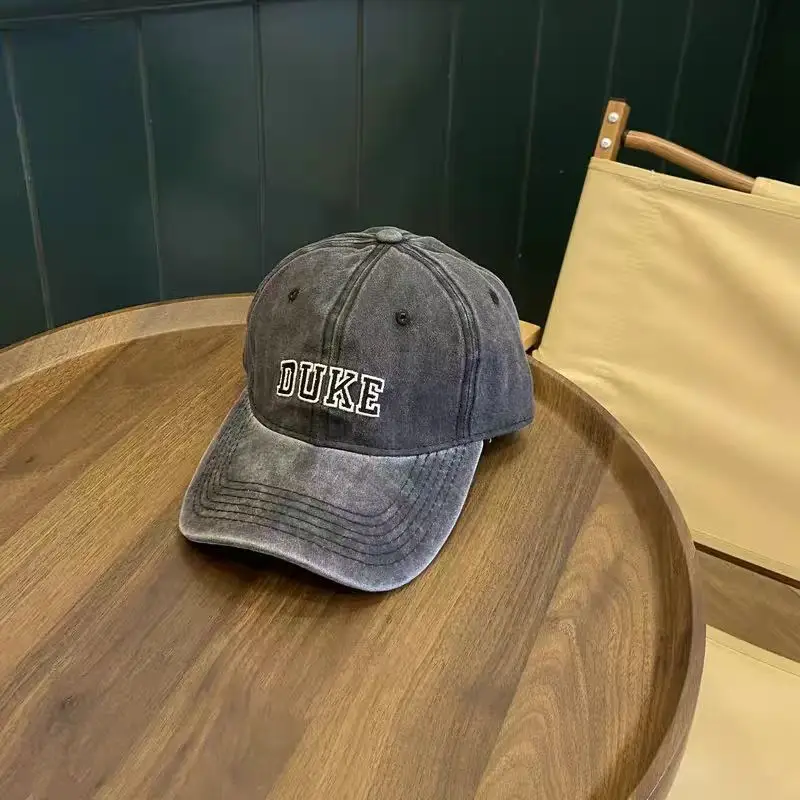 Washed Cotton Embroidered Duck Cap for Men Women Spring Summer Vintage Distressed