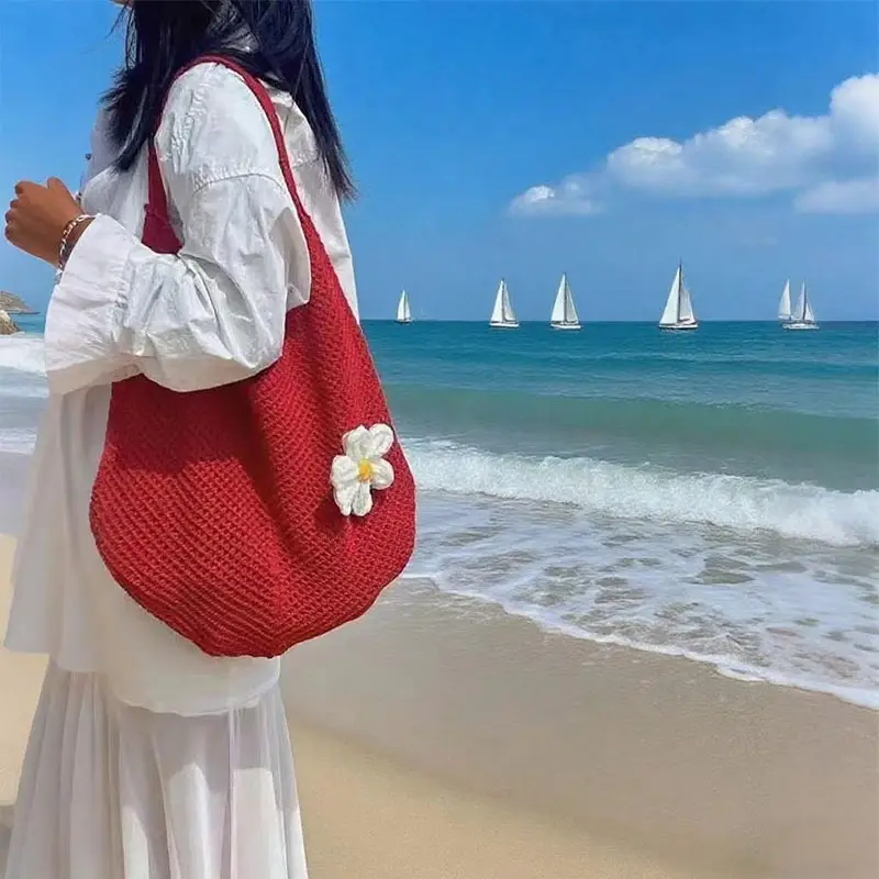 Red Ribbon Woven Shoulder Bag for Women 2025 - Image 31