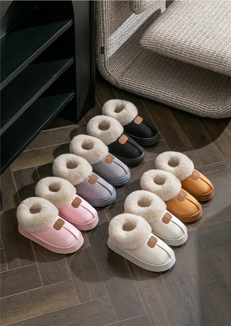 Women's Indoor Cotton Slippers with Heel for Autumn and Winter, Wear-Resistant Soft Sole, Warm Home Use, Dormitory Couple's Plush Maternity Cotton Shoes — feature 16