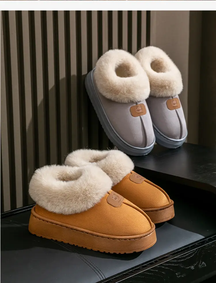 Women's Indoor Cotton Slippers with Heel for Autumn and Winter, Wear-Resistant Soft Sole, Warm Home Use, Dormitory Couple's Plush Maternity Cotton Shoes — feature 19