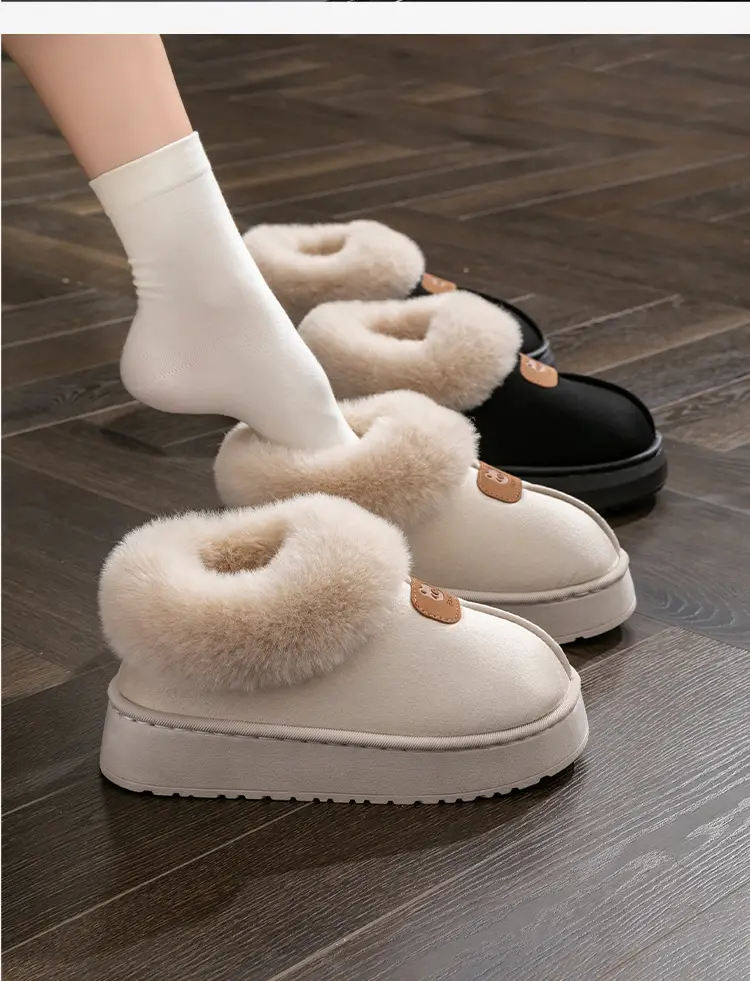 Women's Indoor Cotton Slippers with Heel for Autumn and Winter, Wear-Resistant Soft Sole, Warm Home Use, Dormitory Couple's Plush Maternity Cotton Shoes — feature 20